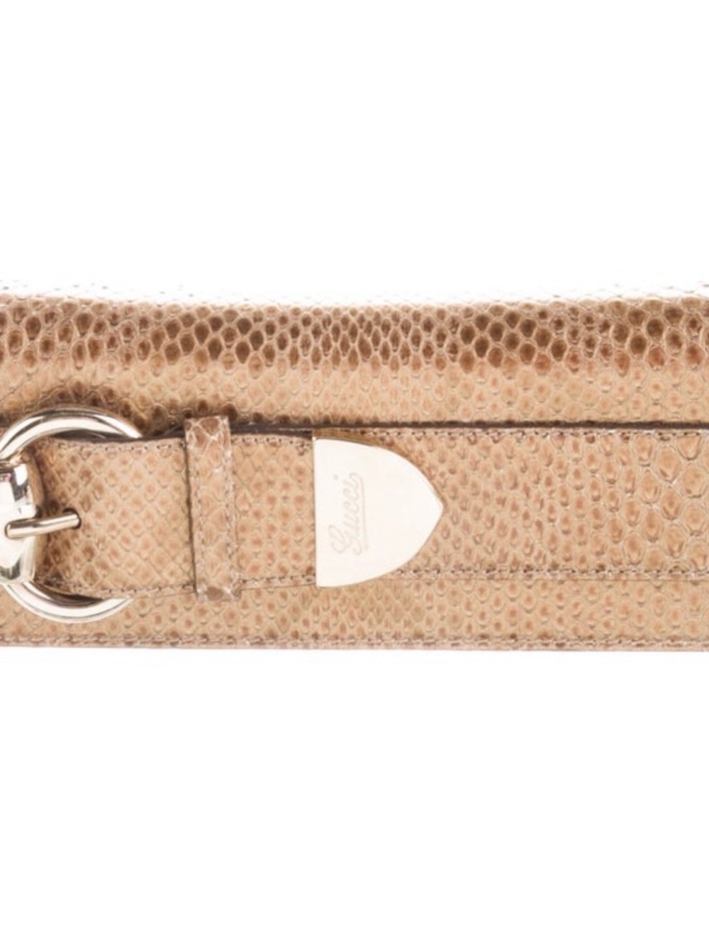 Gucci Gold Snakeskin Shoulder Strap with Silver Hardware